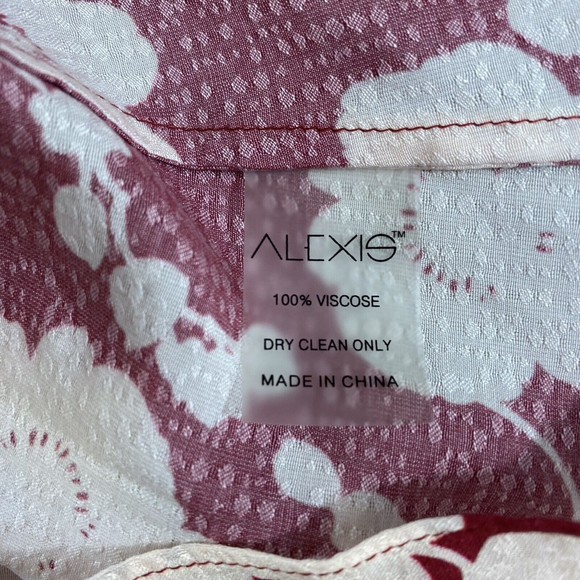 Alexis Womens Blouse Top S Red Floral Lace Up Boho Rayon Viscose Neiman Marcus - Picture 10 of 10